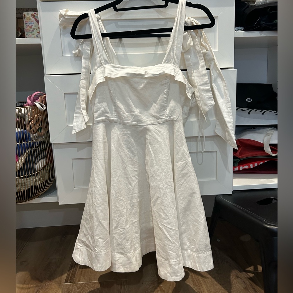 Mable White Tie Strapped dress
